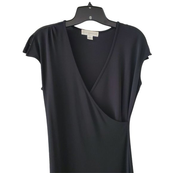Petite Sophisticate V-Neck Surplice Midi Sheath Dress | Like New | XSP | Black - Picture 6 of 10